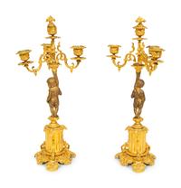 A Pair of Louis XV Style Gilt Bronze Candlesticks — 20TH CENTURY