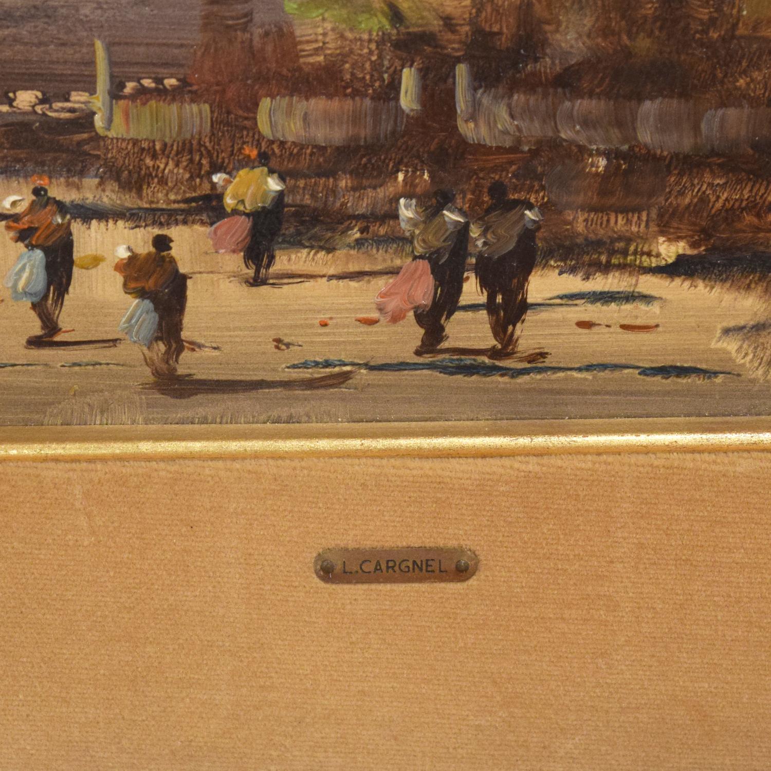 An Oil Painting of Figures in a Landscape, Cargnel 21.5" W x 1.5" D x 12" H — Italy, early 20th Century