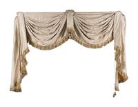 A Set of Three Drapery Panels and Two Drapery Valances