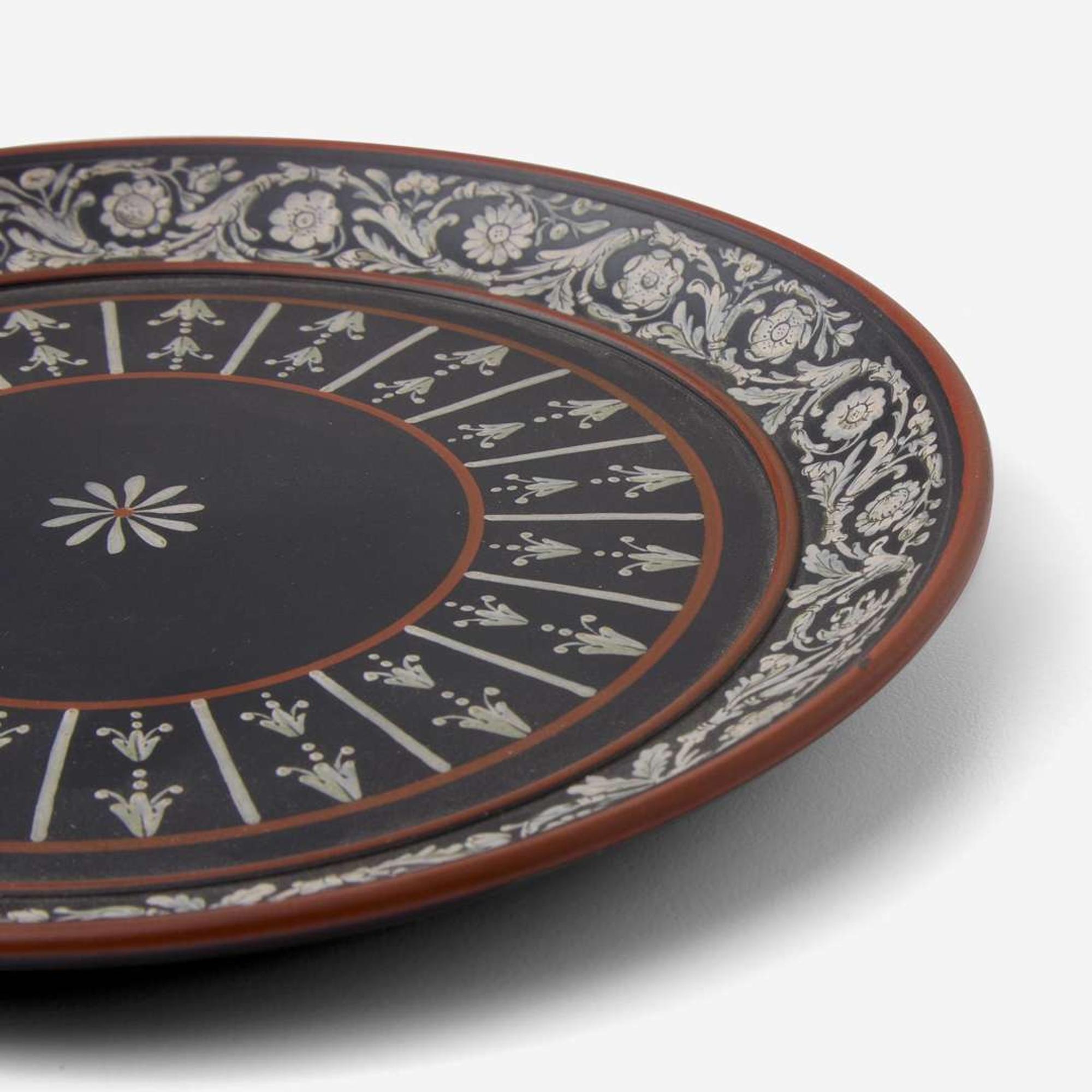 A Wedgwood Encaustic-Decorated Black Basalt Plate UK, circa 1785