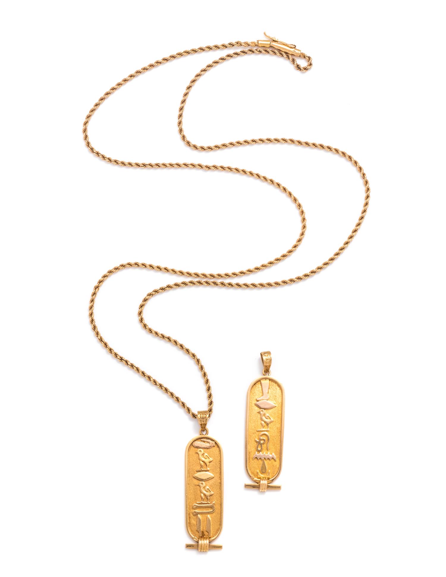 COLLECTION OF EGYPTIAN CARTOUCHE PENDANTS