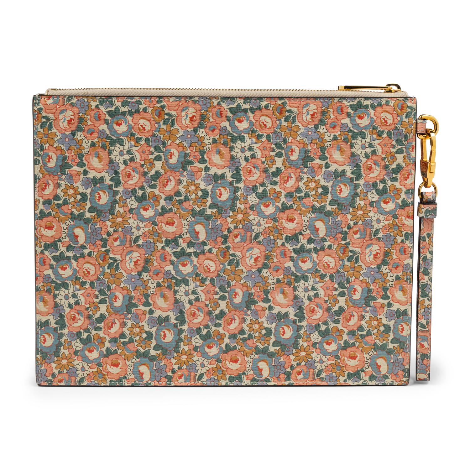GUCCI x LIBERTY, FLORAL-PRINT LEATHER CLUTCH