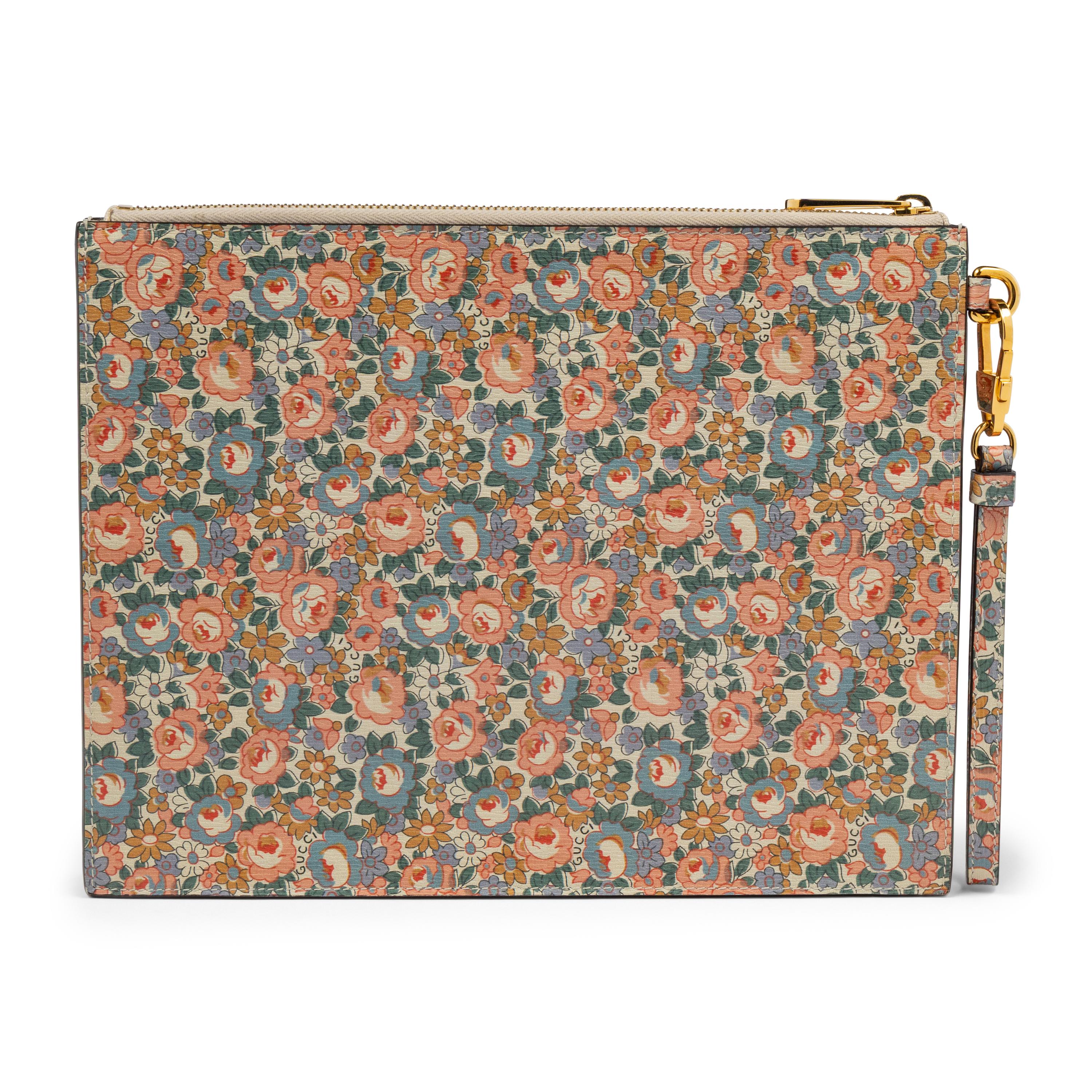GUCCI x LIBERTY, FLORAL-PRINT LEATHER CLUTCH