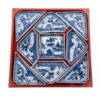 A Chinese Export Canton Blue and White Porcelain Sweetmeat Set
