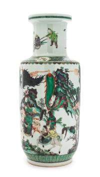 A Famille Verte Porcelain Rouleau Vase — 19TH CENTURY