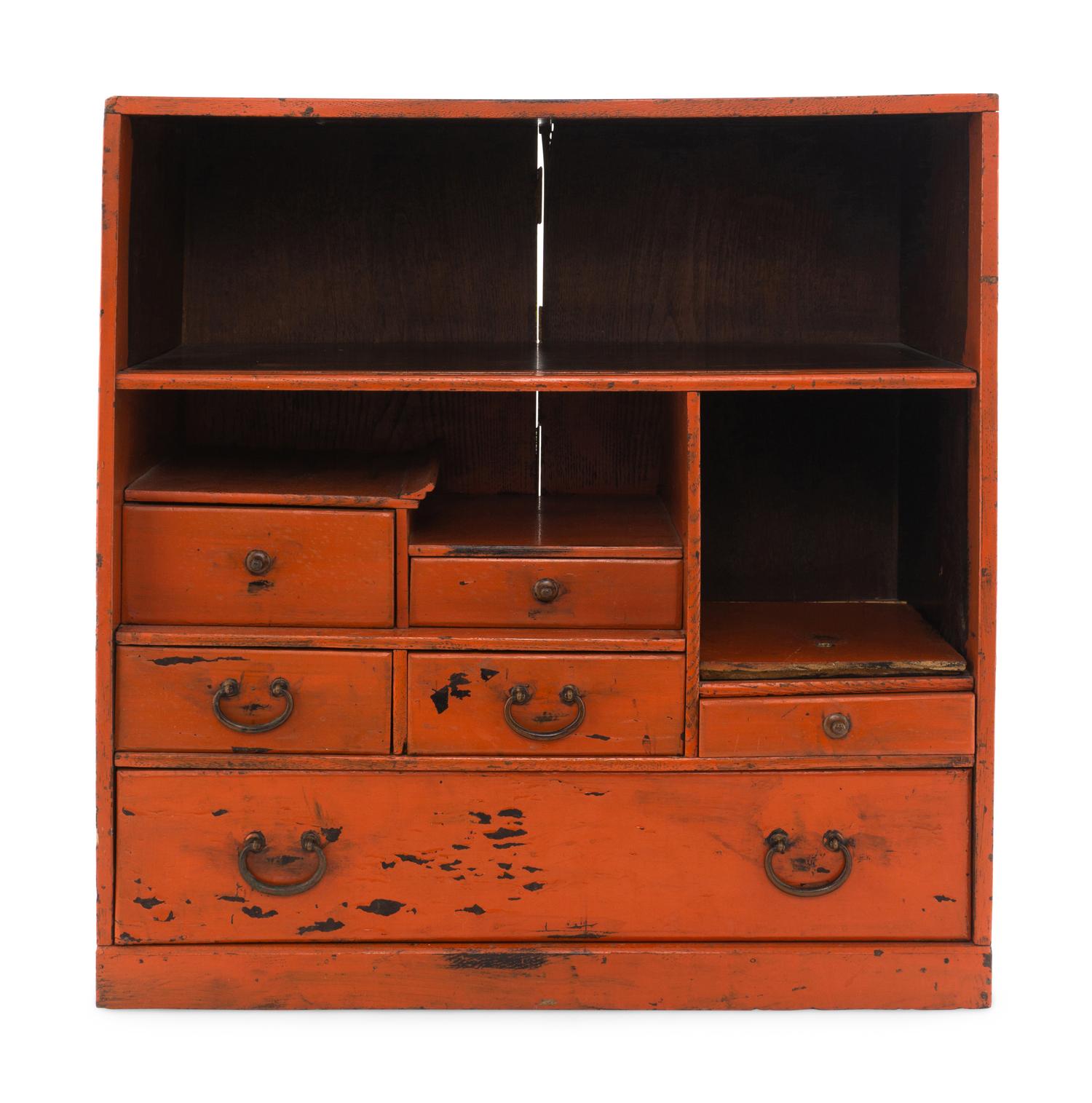 A Japanese Red-Painted Cabinet