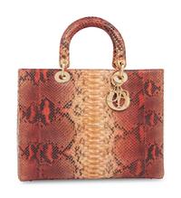 Christian Dior Red and Tan Python Medium Lady Dior Bag, 2009