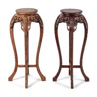 A Pair of Chinese Carved Hardwood Pedestals