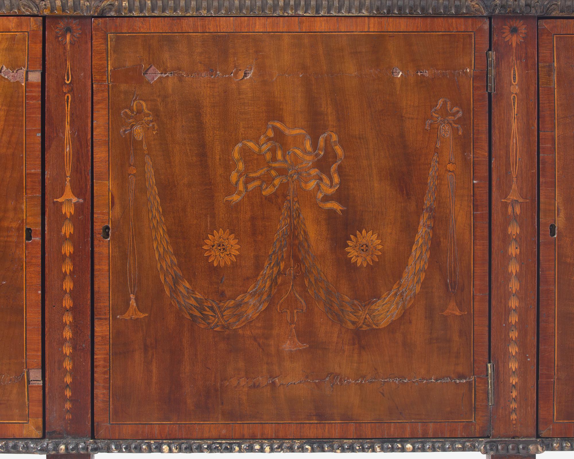 An Important George III Harewood and Marquetry Commode