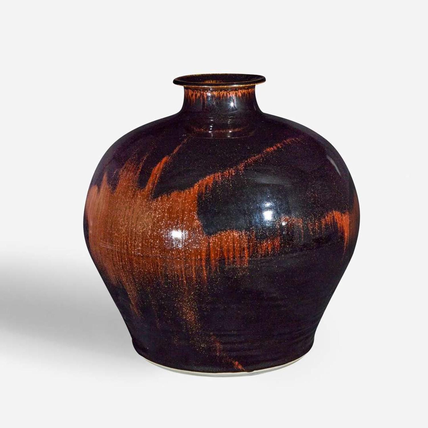 Brother Thomas Bezanson (Canadian-American, 1929-2007) Large Vase in Honan Tenmoku Glaze, USA, after 1985