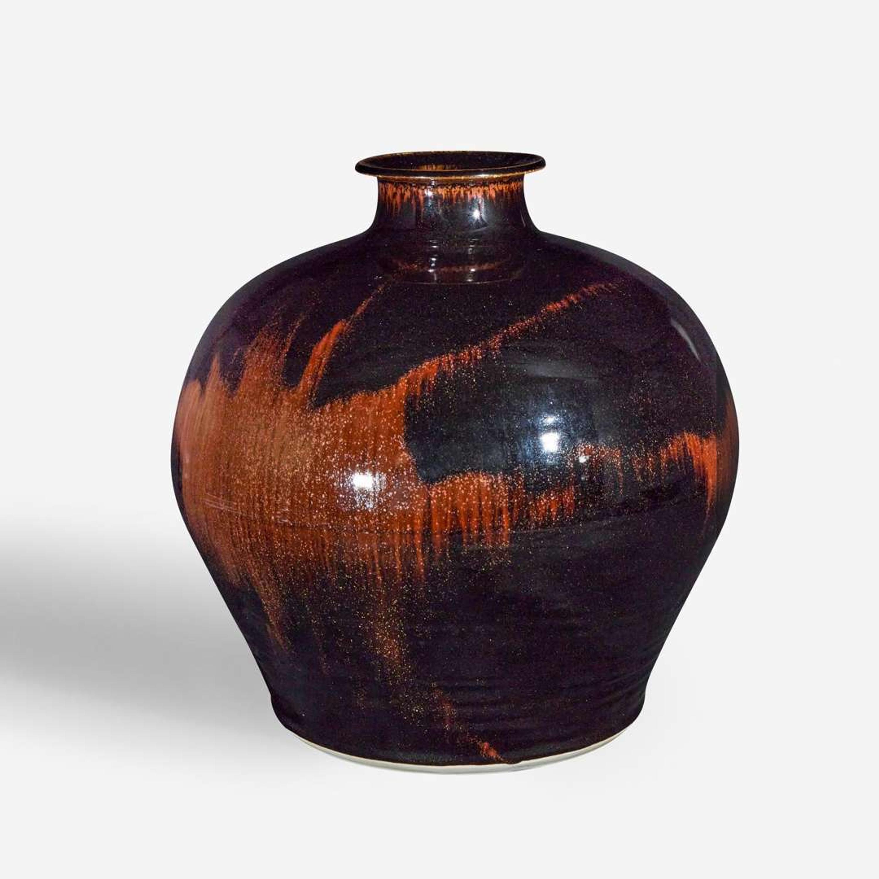 Brother Thomas Bezanson (Canadian-American, 1929-2007) Large Vase in Honan Tenmoku Glaze, USA, after 1985