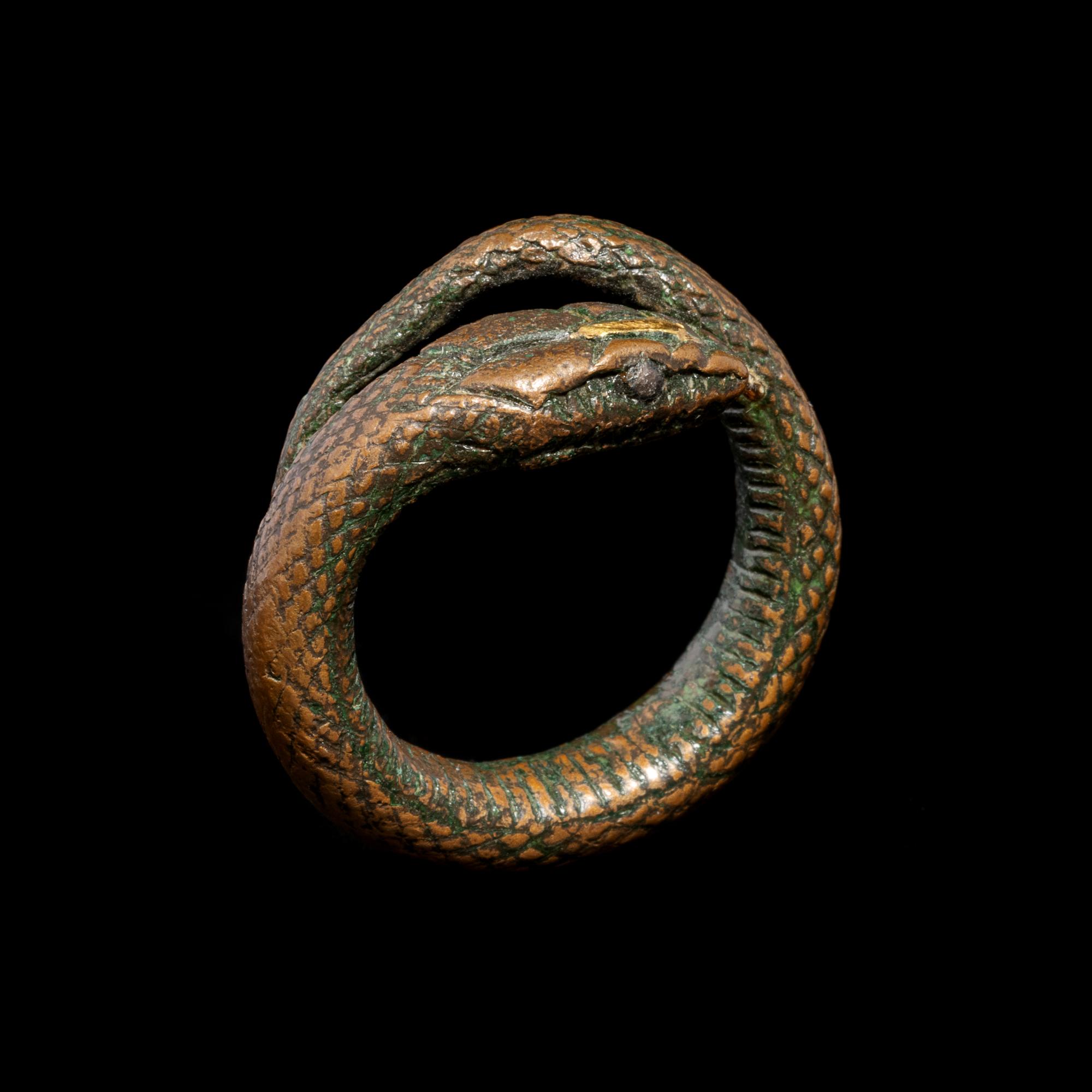 An Egyptian Gilt-Bronze Snake Ring