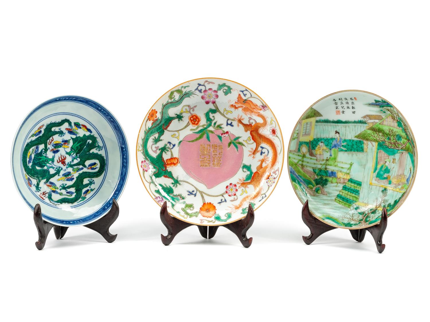 Three Chinese Porcelain Plates