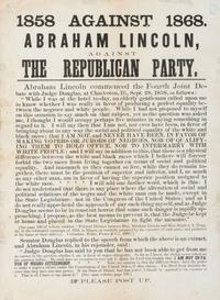 [POLITICS] -- [14TH AMENDMENT]. 1858 1868. Against Abraham Lincoln, Against the Republican Party. N.p.: N.p., [1868?].