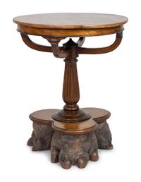 A British Colonial Mahogany Table with Taxidermy Hippopotamus Foot Base — 19TH/20TH CENTURY