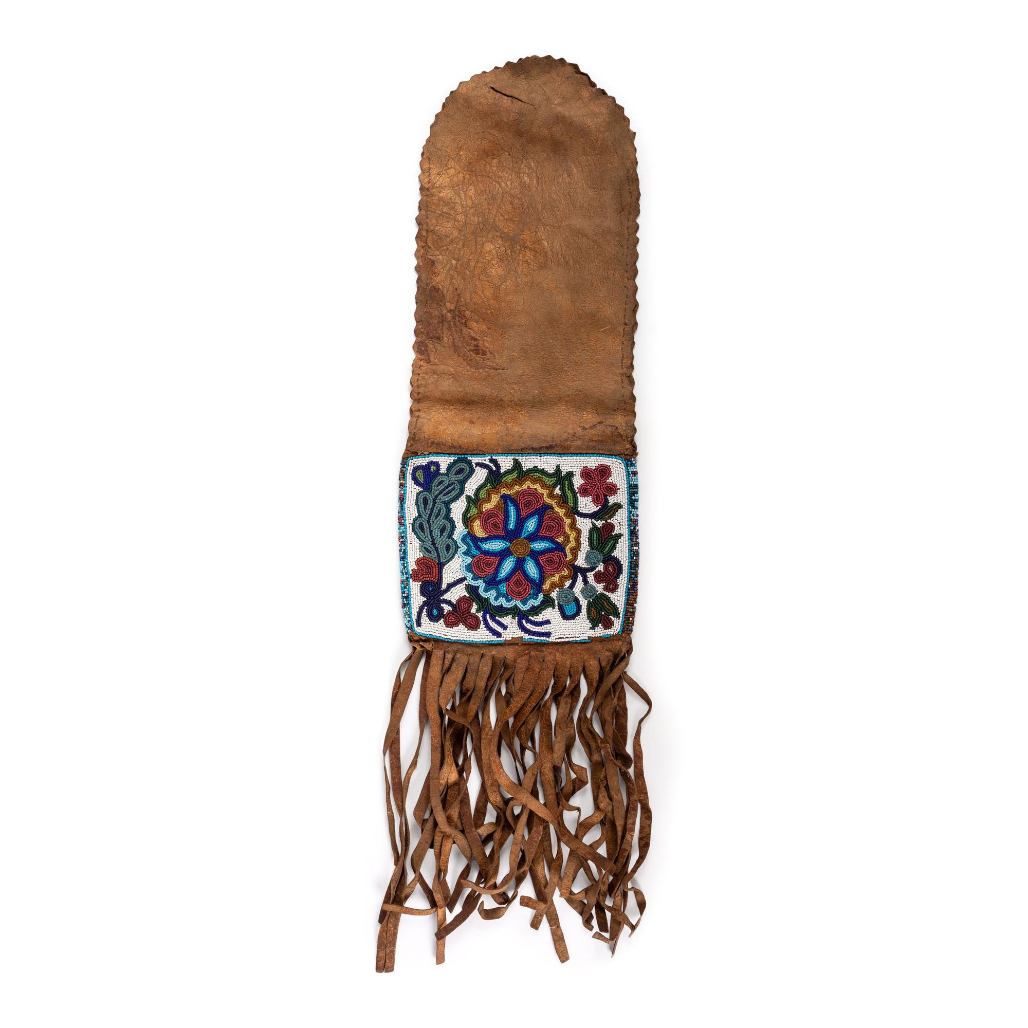 Anishinaabe Beaded Hide Tobacco Bag