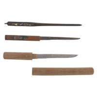 Lot of Two Signed Japanese Kozukas and a Kogai