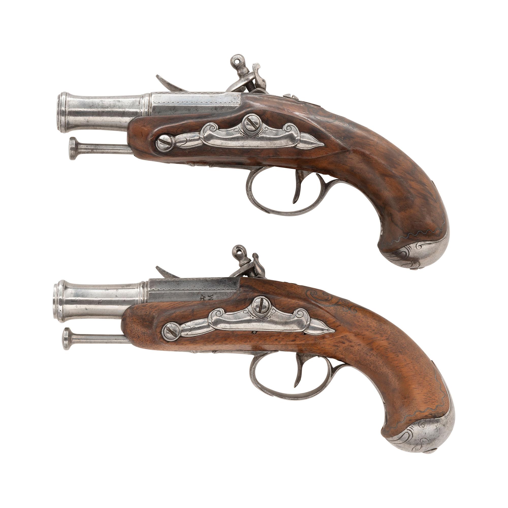 Pair of French Style Flintlock Muff Pistols