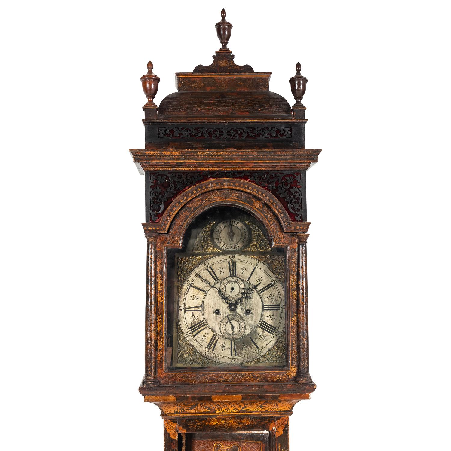 A George III Japanned Tall Case Clock