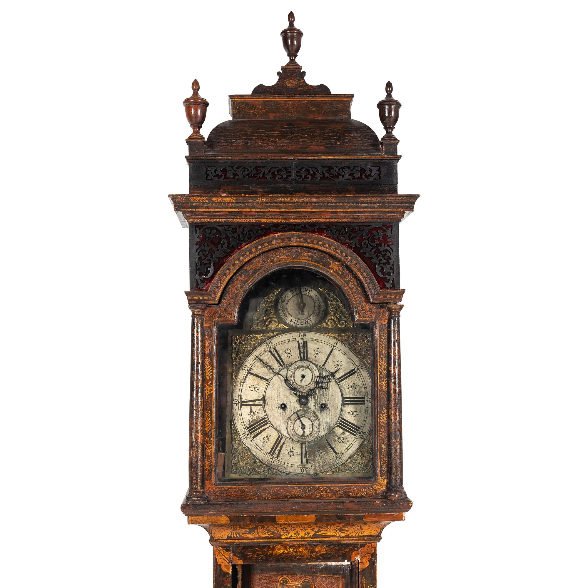 A George III Japanned Tall Case Clock