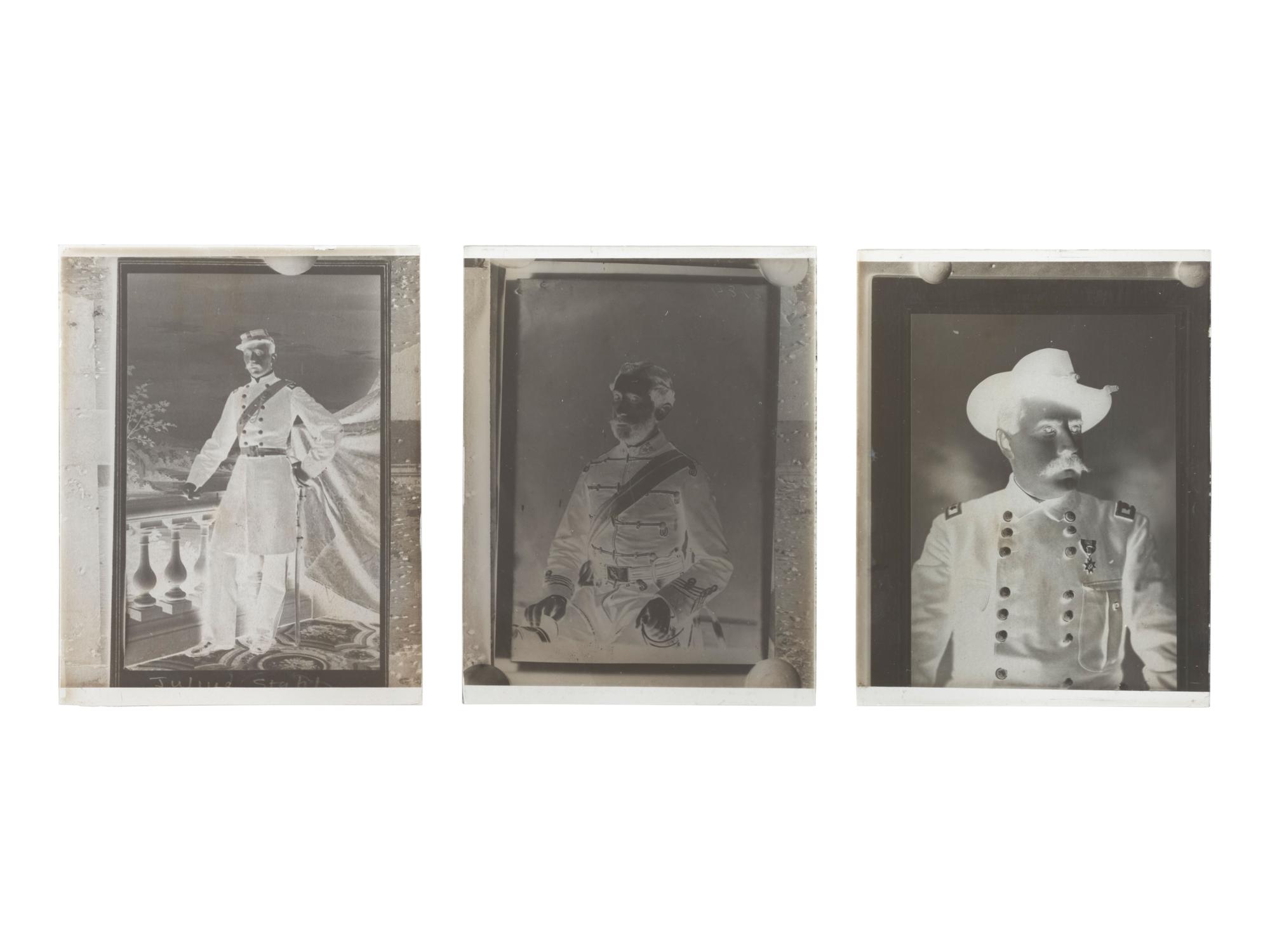 [EARLY PHOTOGRAPHY]. Collection of glass negatives featuring Civil War officers and other subjects.