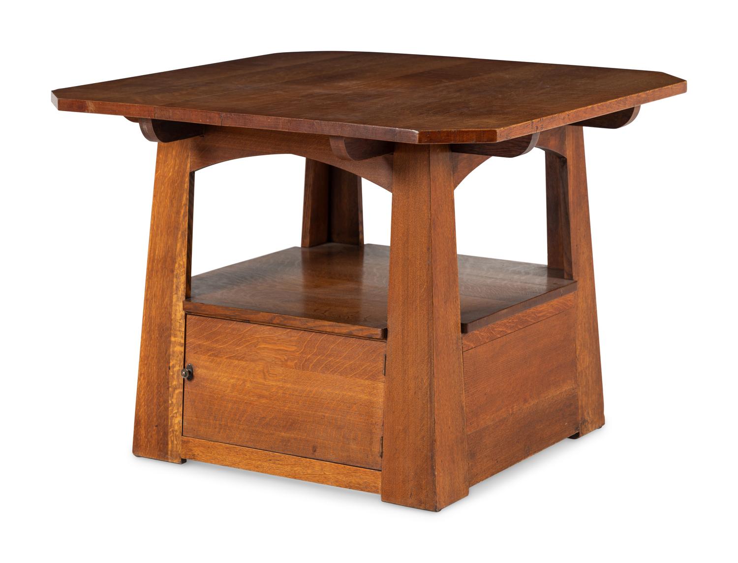 An Arts and Crafts Oak Cabinet Table