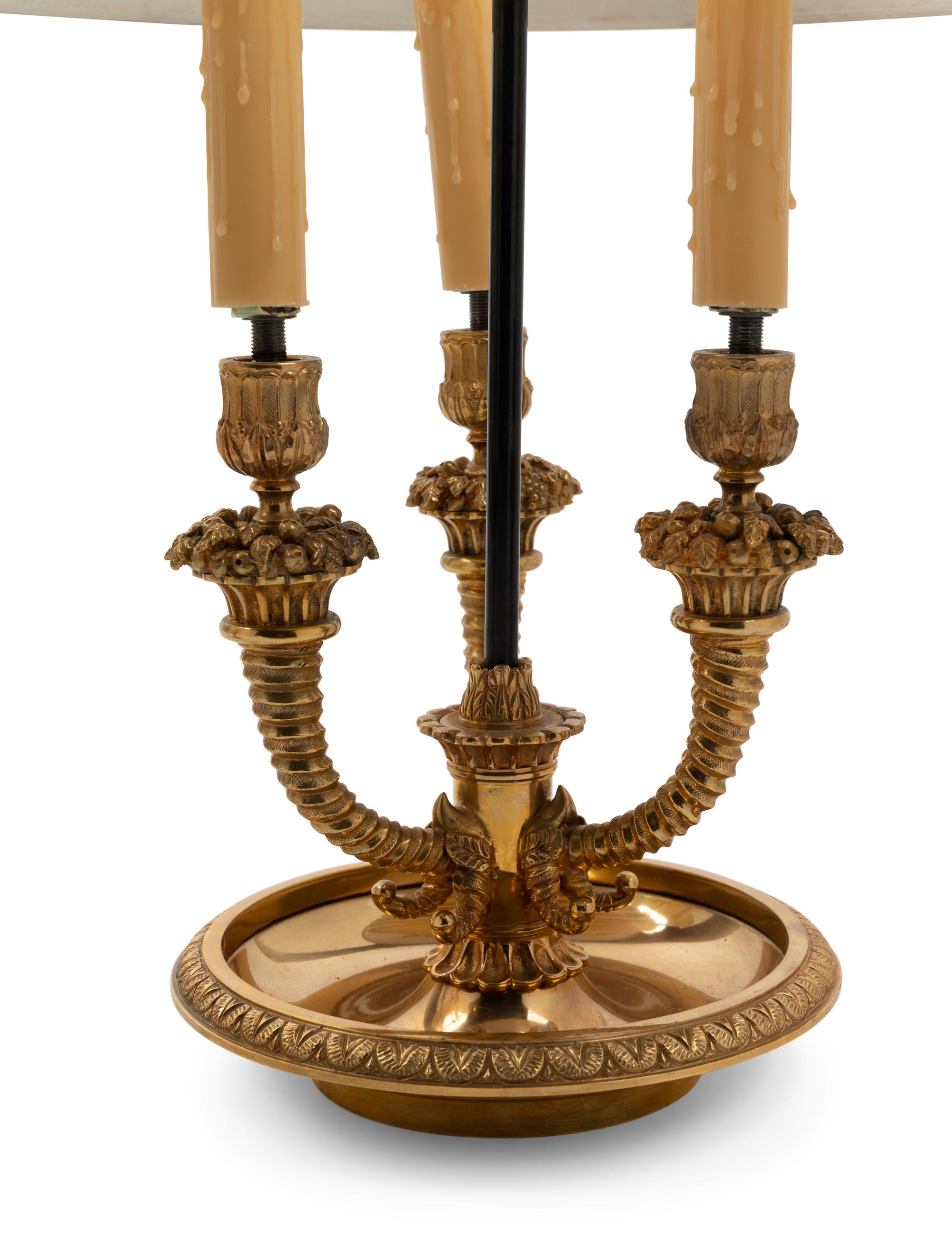 Two Empire Style Brass Bouillotte Lamps