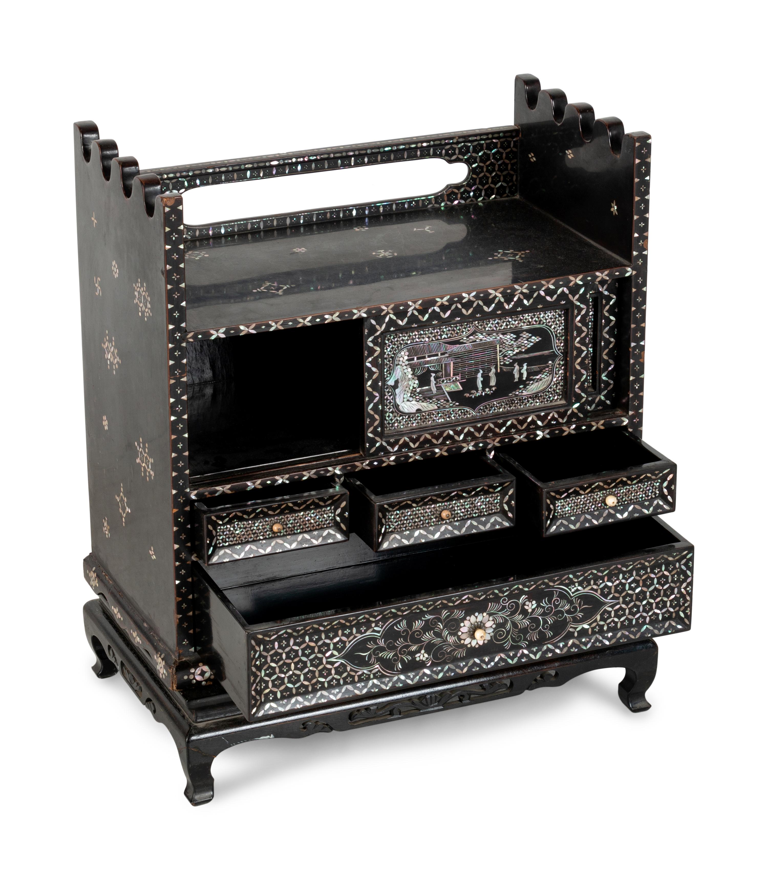 A Korean Black Lacquered and Mother-of-Pearl Inlaid 'Najeon Chilgi' Table Cabinet