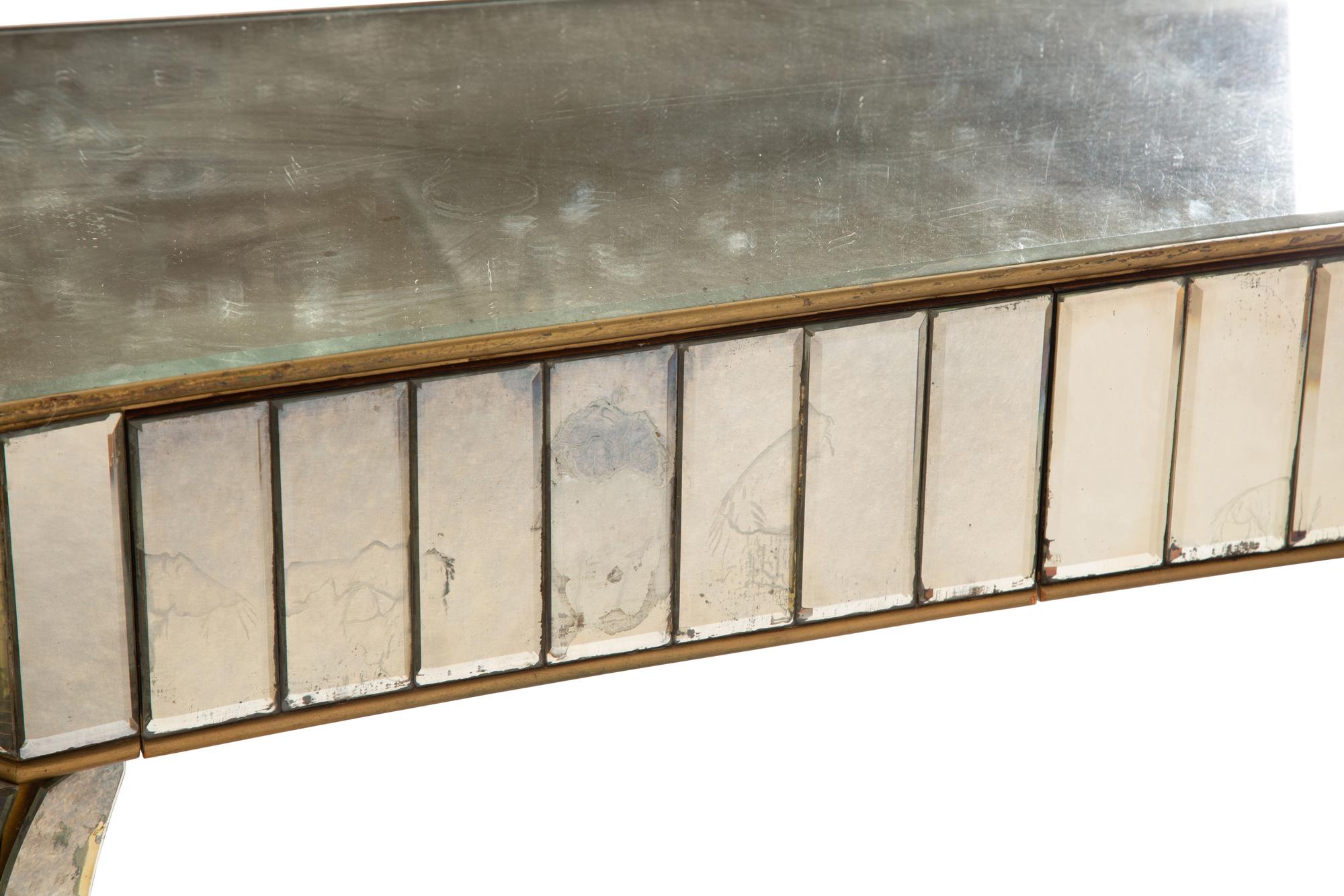 An Art Deco Style Mirrored-Veneer Console Table