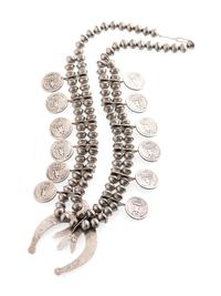 Navajo Silver Squash Blossom Necklace, with Coins