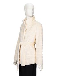 Mila Schön, Belted Sheared Mink White Jacket
