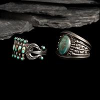 Navajo Silver and Turquoise Cuff Bracelets