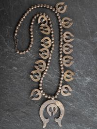 Navajo Silver and #8 Turquoise Squash Blossom Necklace