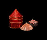 Two Manchu Official's Court Hats and a Storage Case, Qing Dynasty 清 冬夏官帽一組連匣