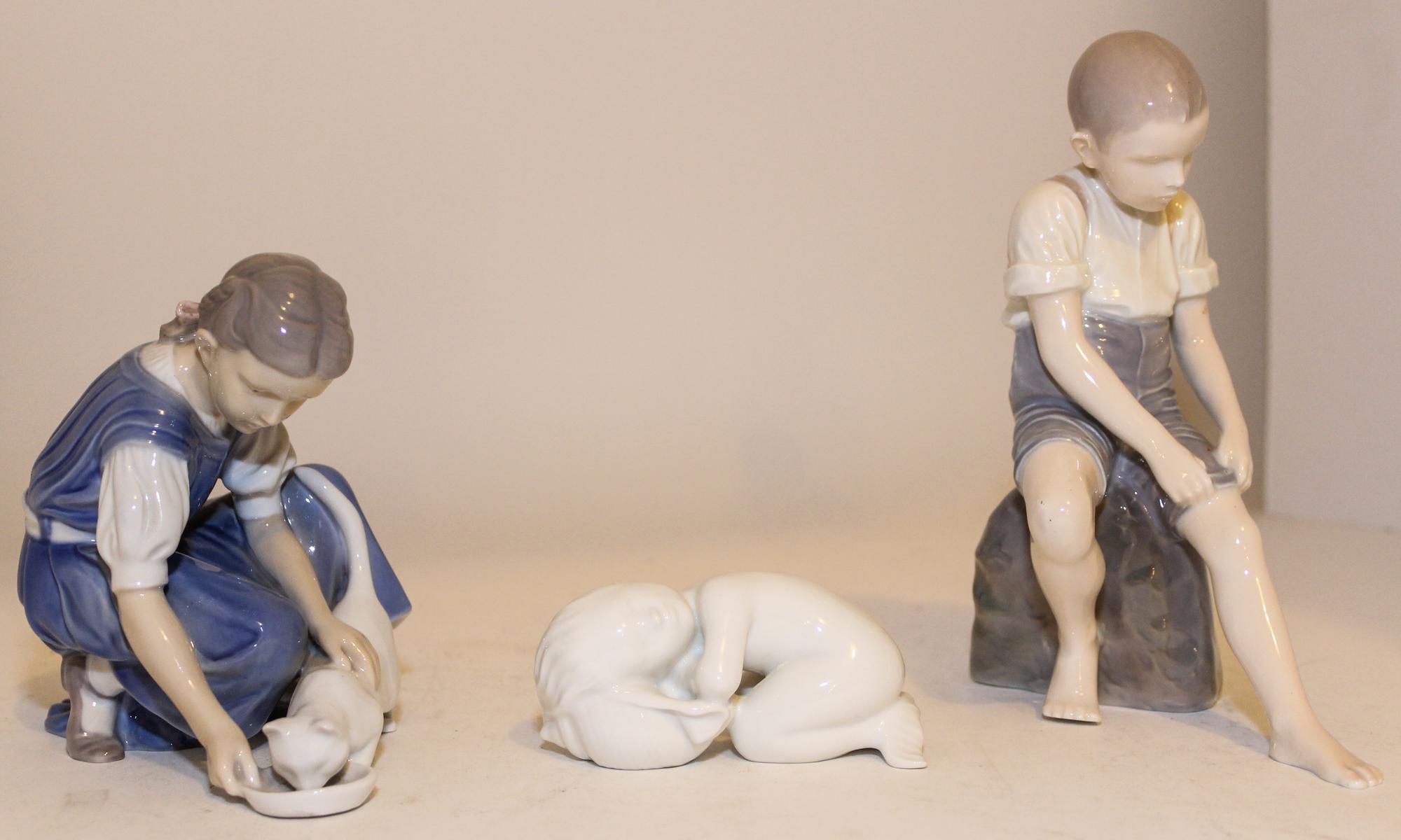 Three Bing and Grondahl Porcelain Figures Height of taller 7 1/2 inches. — SECOND HALF 20TH CENTURY