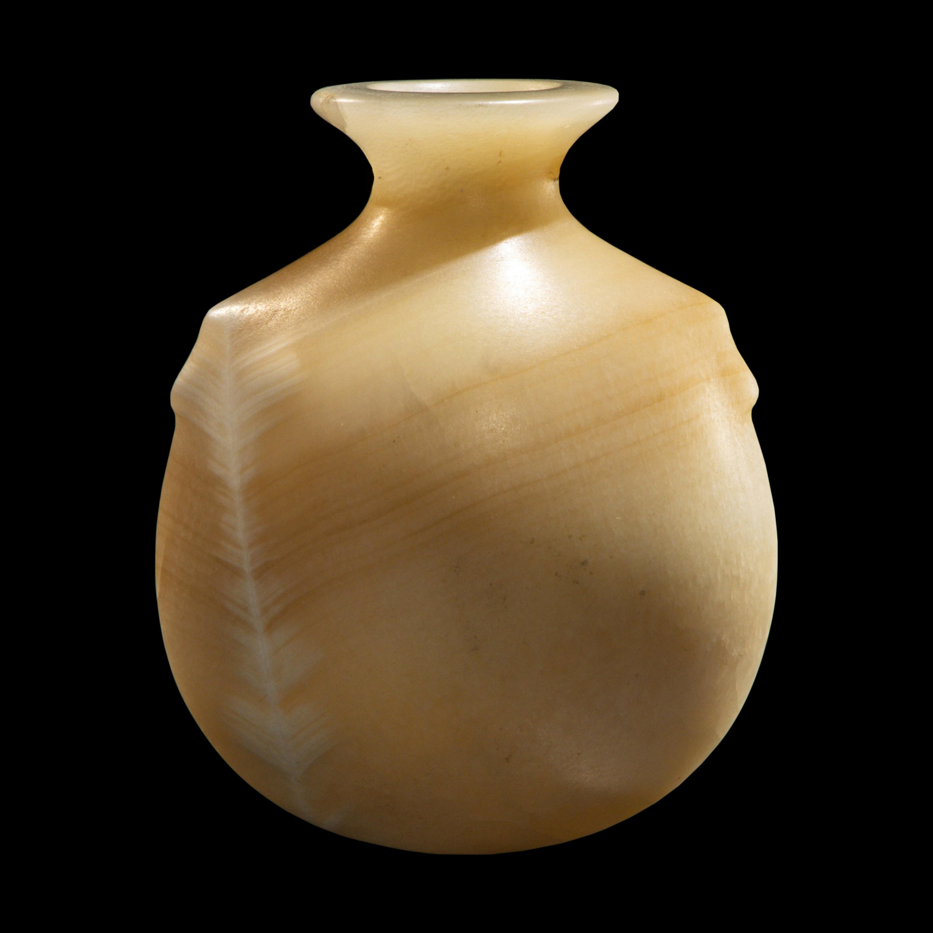 An Egyptian Alabaster Pilgrim Flask