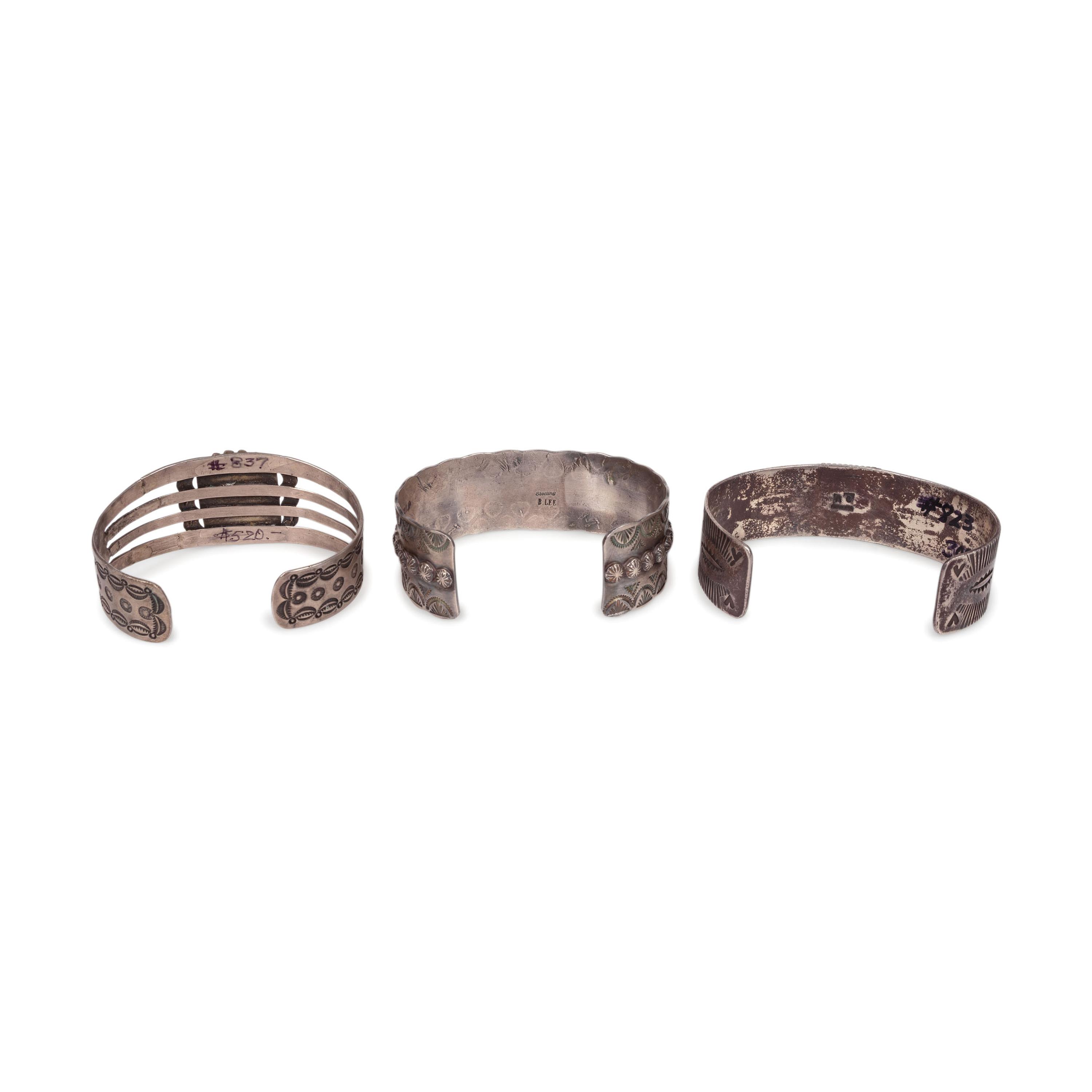 Silver and Turquoise Cuff Bracelet, PLUS Two Navajo Cuff Bracelets