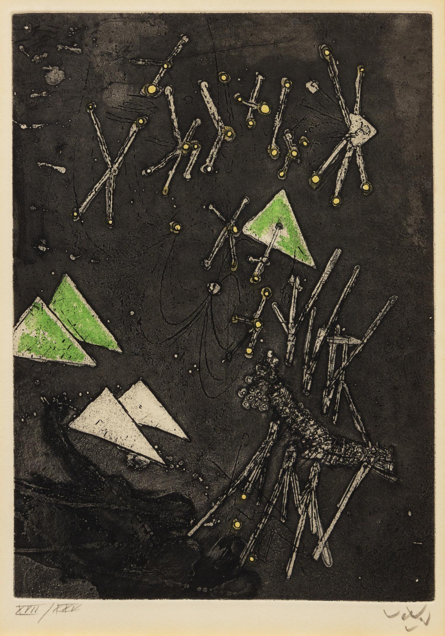 Roberto Matta, (Chilean, 1911-2002), Droites Libérées (Plate 11), 1971