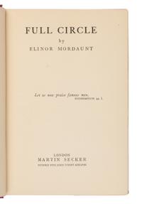 [Maugham, W. Somerset (1874-1965)]. -- [Mourdaunt, Elinor (1872-1942) as:] "A. Riposte." Full Circle. London: Martin Secker, 1931.
