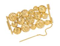 A Gianni Versace Triple Strand Medallion Link Bracelet, 7" X 3.75".