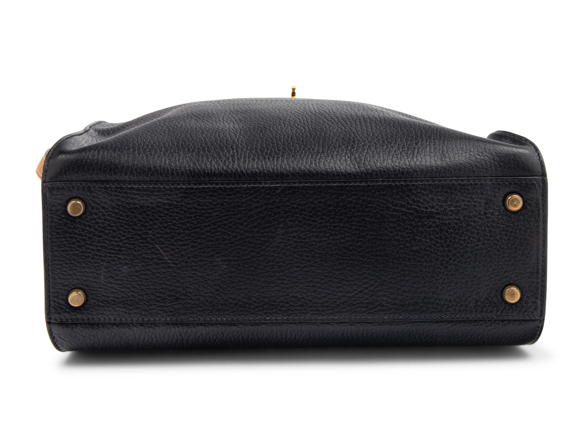 Hermès Black Leather Kelly Sport Bag, 30cm, 1986