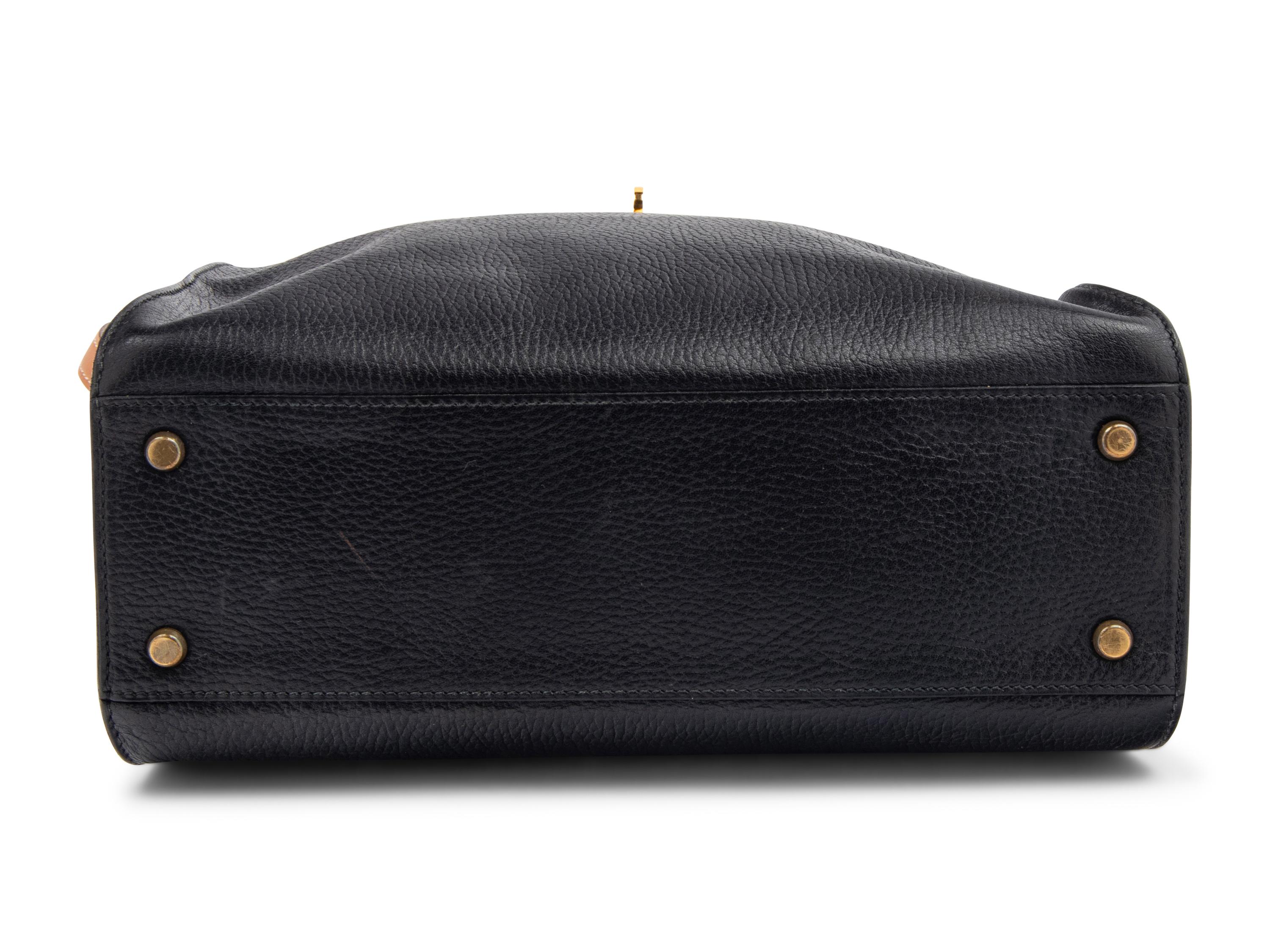 Hermès Black Leather Kelly Sport Bag, 30cm, 1986