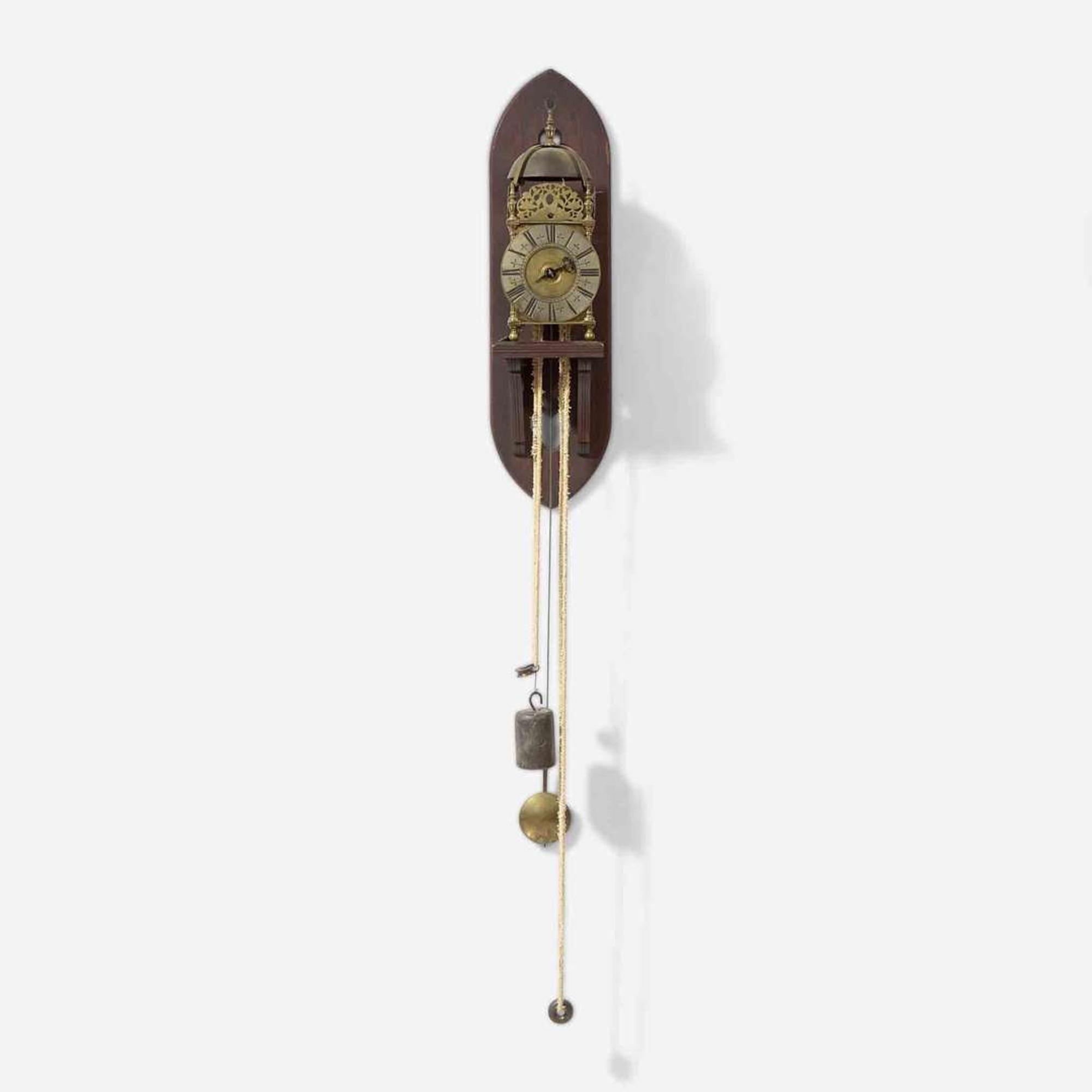 A Georgian brass lantern clock, 18th century