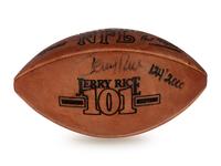 A Jerry Rice Signed Autograph Commemorative Football and 1993 Topps Stadium Club Members Only Complete Set with Autographed Record Breaker Card,