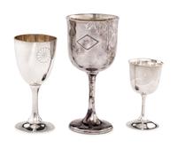 Seven Japanese Silver Goblets