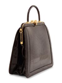Judith Leiber Brown Alligator Frame Hand Bag