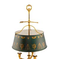 A French Gilt Brass Bouillotte Lamp with a Tôle Shade