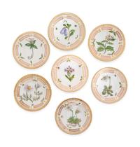 A Set of Seven Royal Copenhagen Flora Danica Butter Pats