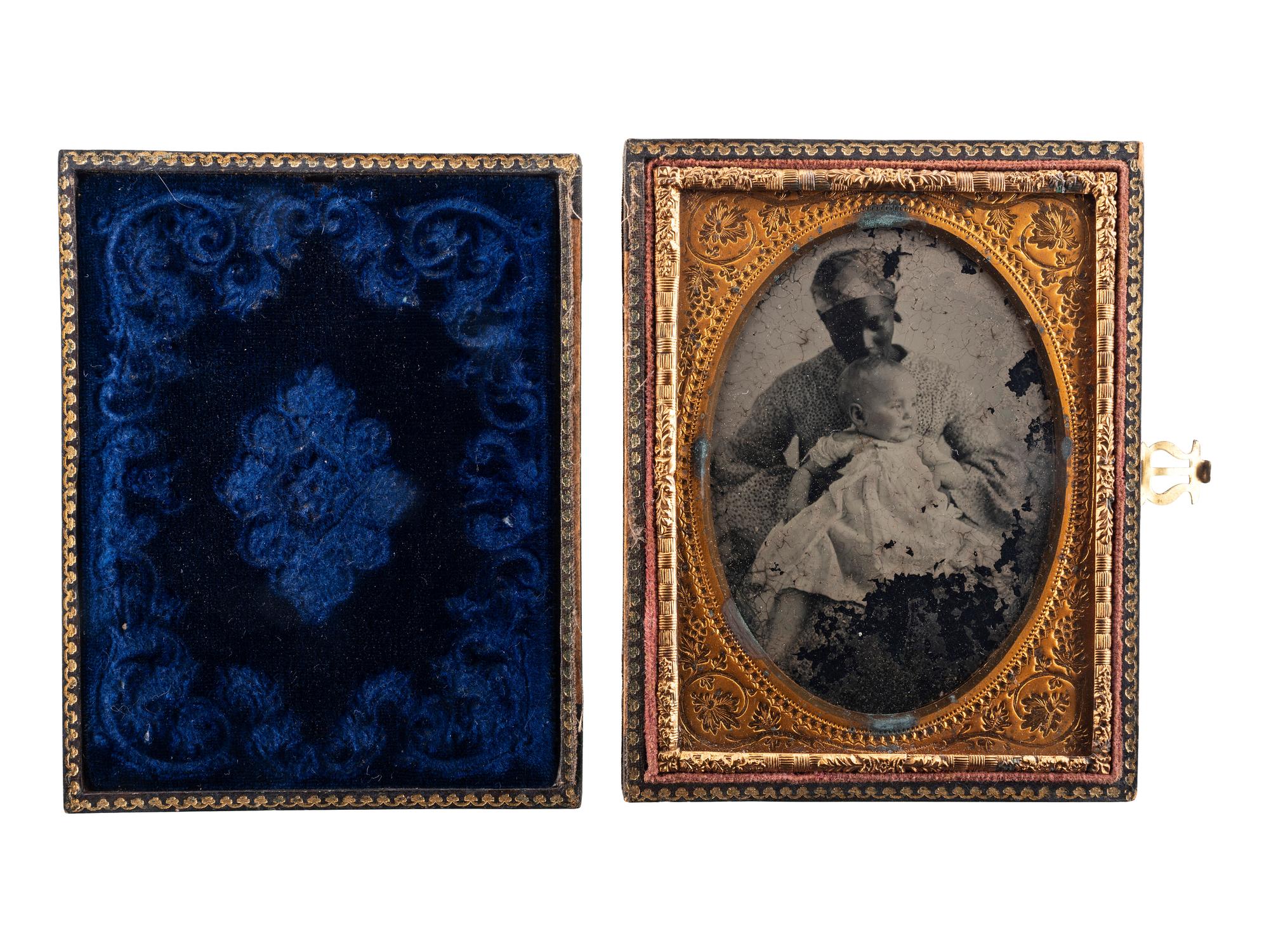 [EARLY PHOTOGRAPHY]. A group of 3 quarter plate images of African American women with white children, comprising: