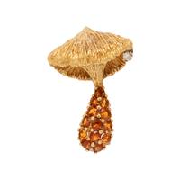 CITRINE AND DIAMOND MUSHROOM BROOCH